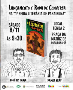 banner de divulgação do lançamento da hq Lobisomem na rua da Bica